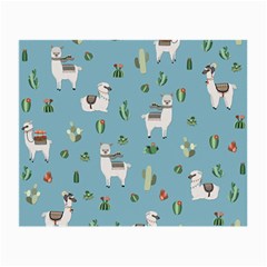 Lama And Cactus Pattern Small Glasses Cloth by Valentinaart