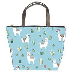 Lama And Cactus Pattern Bucket Bags by Valentinaart