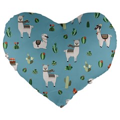 Lama And Cactus Pattern Large 19  Premium Heart Shape Cushions by Valentinaart