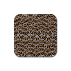 Modern Wavy Geometric Pattern Rubber Coaster (square)  by dflcprints