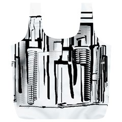 Black And White City Full Print Recycle Bags (l)  by digitaldivadesigns