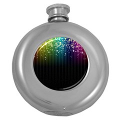 Colorful Space Rainbow Stars Round Hip Flask (5 Oz)