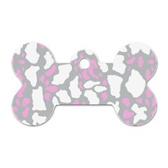 Pink Grey White Cow Print Dog Tag Bone (one Side) by LoolyElzayat