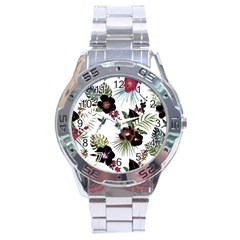 Tropical Pattern Stainless Steel Analogue Watch by Valentinaart