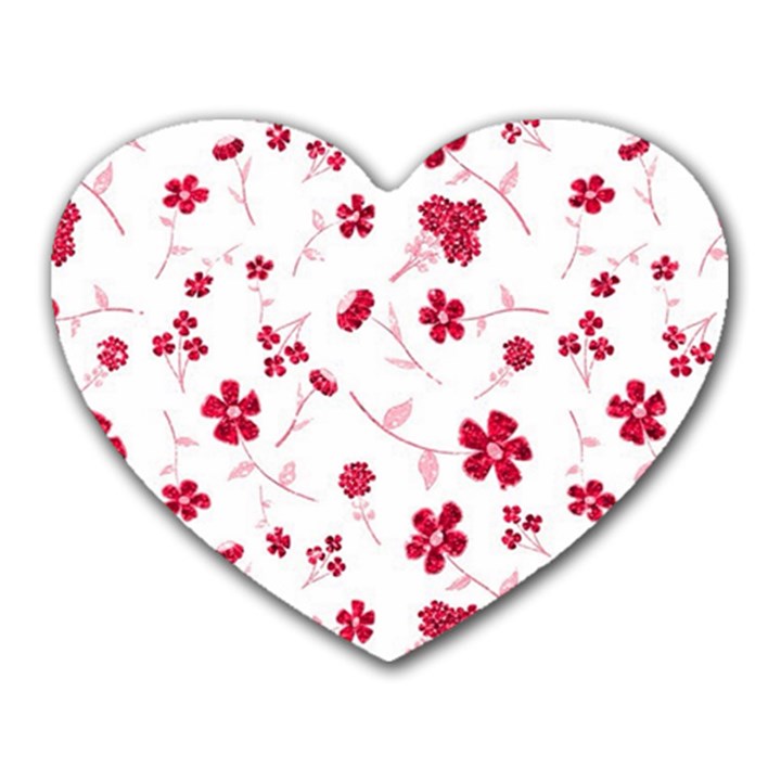 Sweet Shiny Floral Red Heart Mousepads