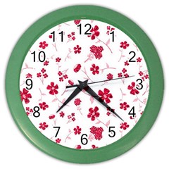 Sweet Shiny Floral Red Color Wall Clocks