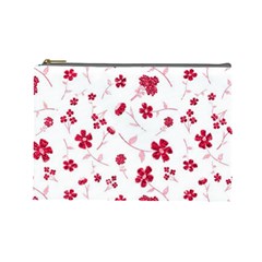 Sweet Shiny Floral Red Cosmetic Bag (large)  by ImpressiveMoments