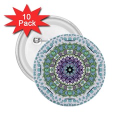 Hearts In A Decorative Star Flower Mandala 2 25  Buttons (10 Pack) 