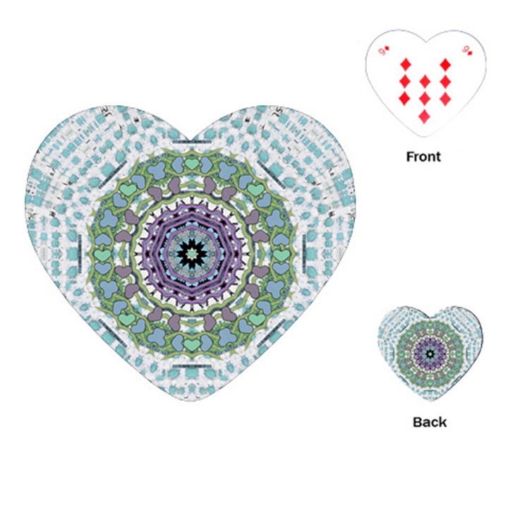 Hearts In A Decorative Star Flower Mandala Playing Cards (Heart) 