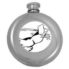 Dog Leash Lead Running Animal Round Hip Flask (5 Oz) by Nexatart