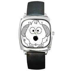 Animal Cartoon Colour Dog Square Metal Watch by Nexatart