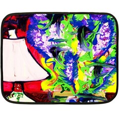Lilac, Lamp And Curtain Window 1 Fleece Blanket (mini) by bestdesignintheworld