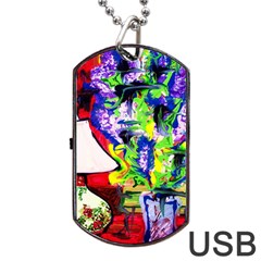 Lilac, Lamp And Curtain Window 1 Dog Tag Usb Flash (two Sides) by bestdesignintheworld