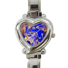 Blue Gold Marbled Heart Italian Charm Watch by NouveauDesign