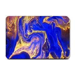 Blue Gold Marbled Small Doormat  by NouveauDesign