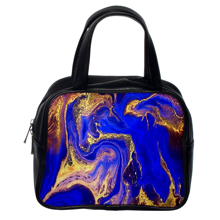 blue gold marbled Classic Handbags (One Side)