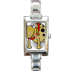 Dog Brown Spots Black Cartoon Rectangle Italian Charm Watch