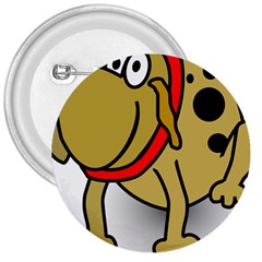 Dog Brown Spots Black Cartoon 3  Buttons by Nexatart