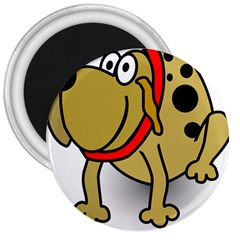 Dog Brown Spots Black Cartoon 3  Magnets by Nexatart