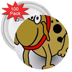Dog Brown Spots Black Cartoon 3  Buttons (100 Pack)  by Nexatart
