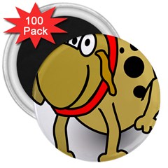 Dog Brown Spots Black Cartoon 3  Magnets (100 Pack) by Nexatart