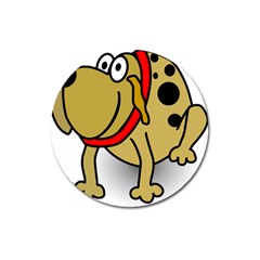 Dog Brown Spots Black Cartoon Magnet 3  (round) by Nexatart