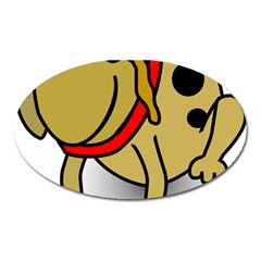 Dog Brown Spots Black Cartoon Oval Magnet by Nexatart