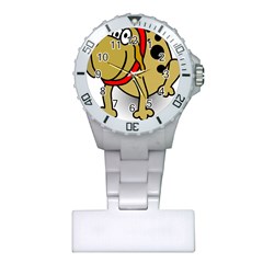 Dog Brown Spots Black Cartoon Plastic Nurses Watch by Nexatart