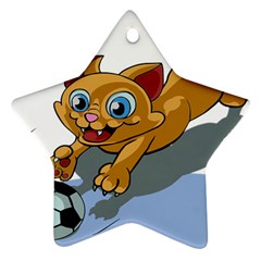 Cat Ball Play Funny Game Playing Star Ornament (two Sides) by Nexatart