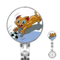 Cat Ball Play Funny Game Playing Stainless Steel Nurses Watch by Nexatart