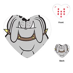 Gray Happy Dog Bulldog Pet Collar Playing Cards (heart) 