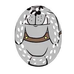 Gray Happy Dog Bulldog Pet Collar Oval Filigree Ornament (two Sides) by Nexatart
