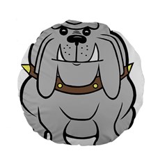 Gray Happy Dog Bulldog Pet Collar Standard 15  Premium Flano Round Cushions by Nexatart