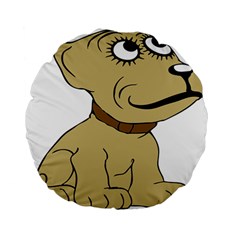 Dog Cute Sitting Puppy Pet Standard 15  Premium Flano Round Cushions by Nexatart