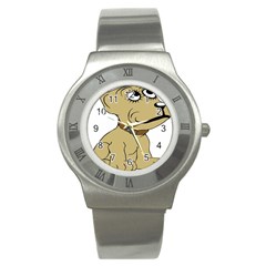 Dog Cute Sitting Puppy Pet Stainless Steel Watch by Nexatart