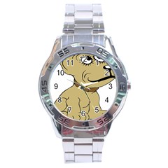 Dog Cute Sitting Puppy Pet Stainless Steel Analogue Watch by Nexatart