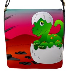 Dinosaur Dino Baby Dino Lizard Flap Messenger Bag (s) by Nexatart