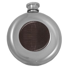 Gator Brown Leather Print Round Hip Flask (5 Oz) by LoolyElzayat