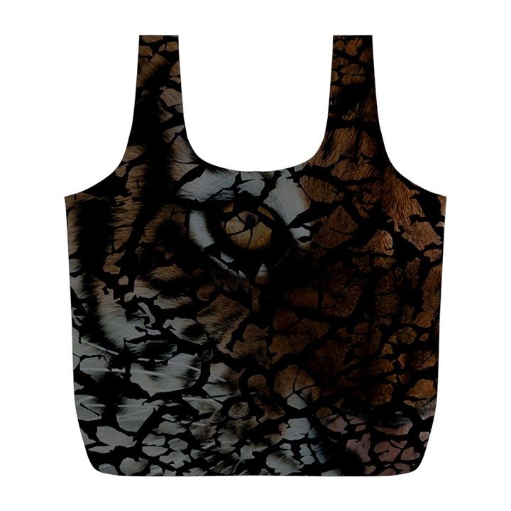 Earth Texture Tiger Shades Full Print Recycle Bags (L) 