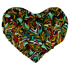 Artwork By Patrick-colorful-46 Large 19  Premium Heart Shape Cushions by ArtworkByPatrick