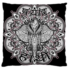 Ornate Hindu Elephant  Large Cushion Case (one Side) by Valentinaart