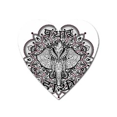 Ornate Hindu Elephant  Heart Magnet by Valentinaart