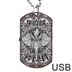 Ornate Hindu Elephant  Dog Tag Usb Flash (two Sides) by Valentinaart