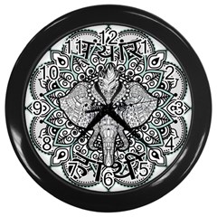 Ornate Hindu Elephant  Wall Clocks (black) by Valentinaart