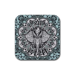 Ornate Hindu Elephant  Rubber Coaster (square)  by Valentinaart