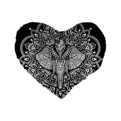 Ornate Hindu Elephant  Standard 16  Premium Flano Heart Shape Cushions by Valentinaart