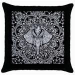 Ornate Hindu Elephant  Throw Pillow Case (Black) Front