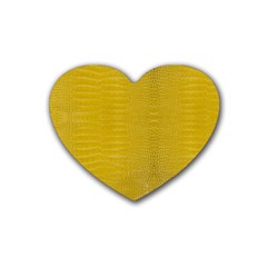 Yellow Alligator Skin Heart Coaster (4 Pack)  by LoolyElzayat