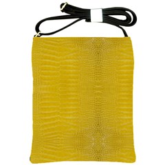 Yellow Alligator Skin Shoulder Sling Bags by LoolyElzayat