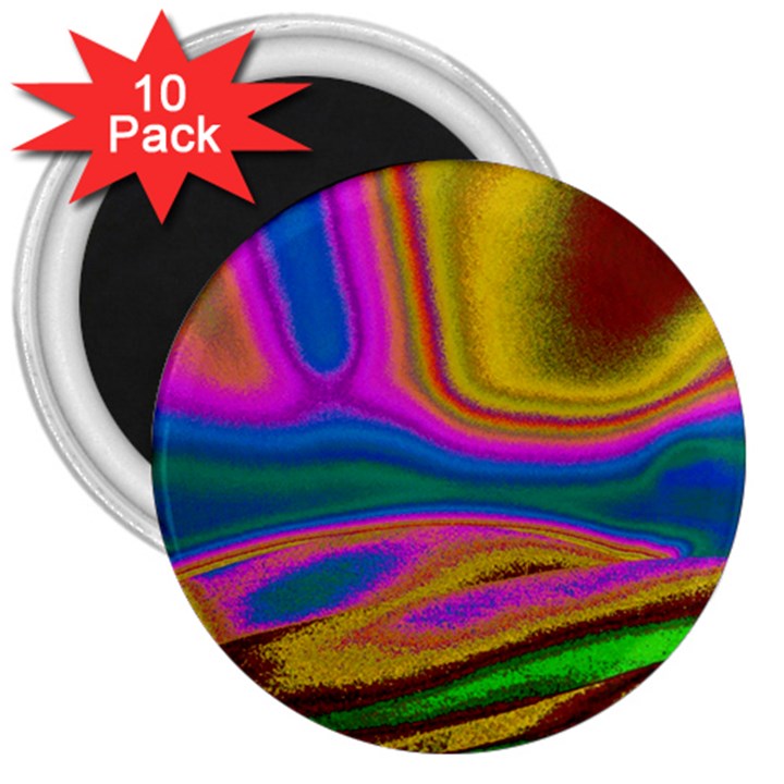 Colorful Waves 3  Magnets (10 pack) 